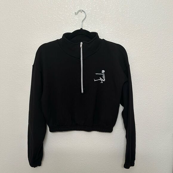 Suzie KB Skeleton Halloween Cropped Women’s Sweater - Picture 1 of 2